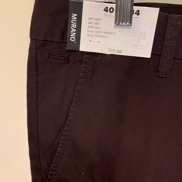 Murano Mens Pants 40x34 Deep Wine Button Closure Mid-Rise Cotton - Picture 4 of 7